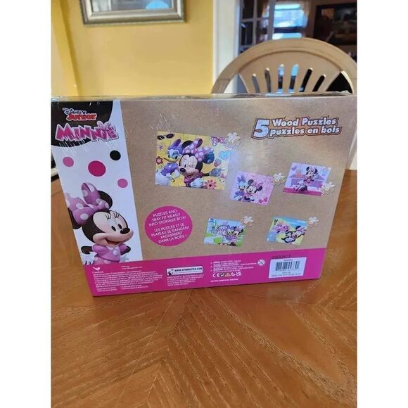 Disney Minnie Mouse 5 wood puzzles with storage - Picture 3 of 3